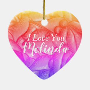 Personalised I Love You Heart Pendant Ceramic Ornament