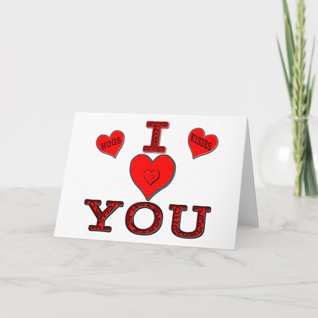 Personalised I Love You Hearts Card (Front)