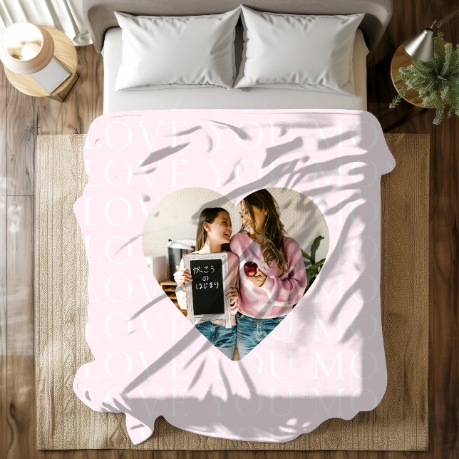 Personalised I Love You Mum Heart Photo  Sherpa Blanket (Creator Uploaded)