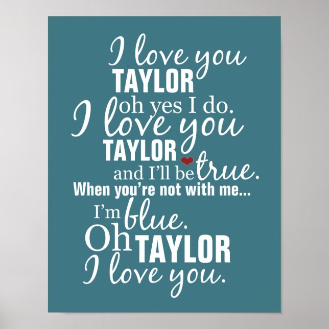 Personalised I Love You Song Poster (Front)