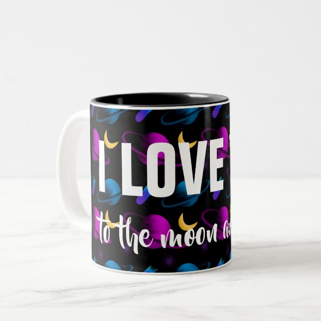 Personalised I Love You The Moon & Back Two-Tone Coffee Mug (Front Left)