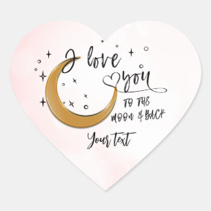 Personalised i love you to the moon and back heart sticker