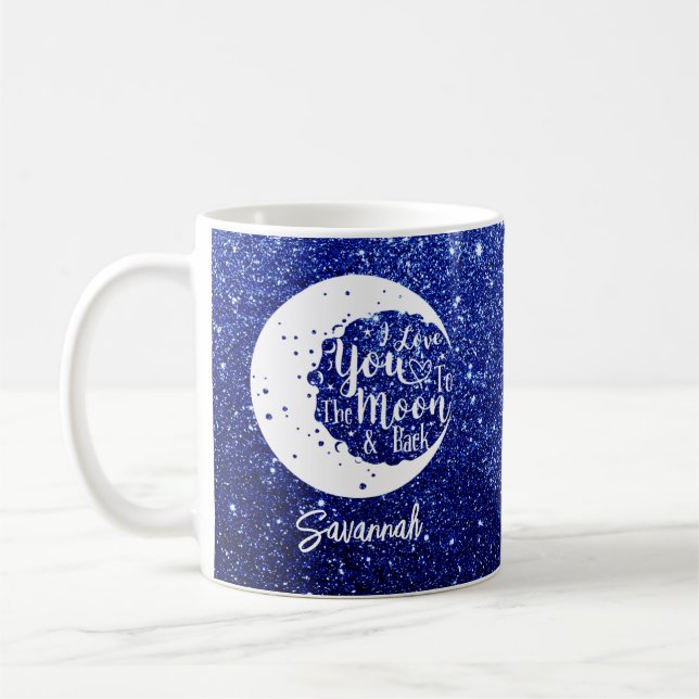 Personalised I love you to the moon & back   Coffee Mug (Left)