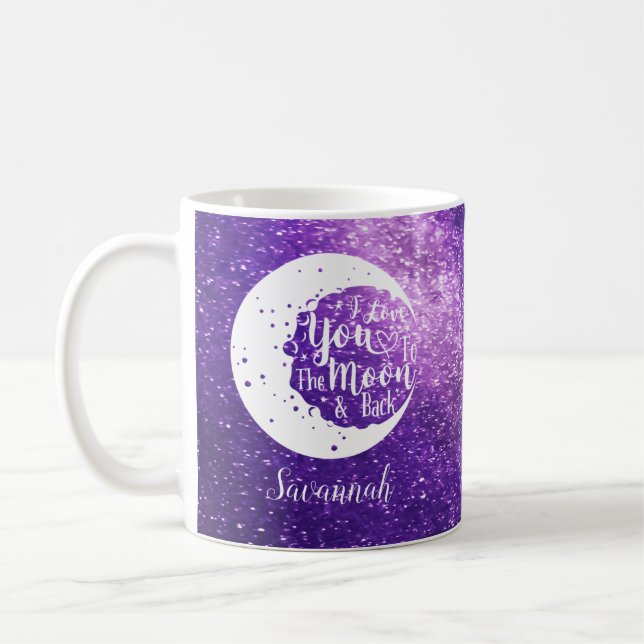 Personalised I love you to the moon & back  Coffee Mug (Left)