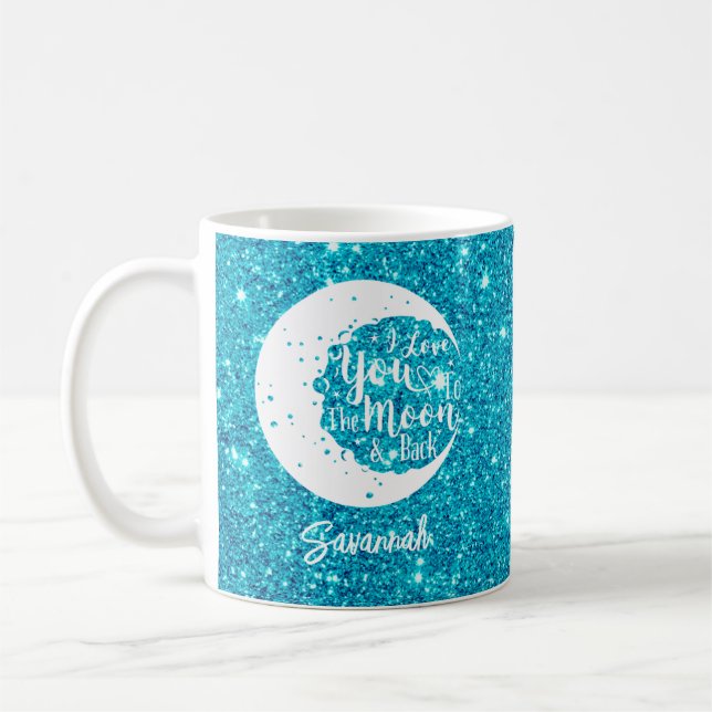 Personalised I love you to the moon & back  Coffee Mug (Left)