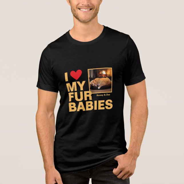 Personalised 'I ❤️ My Fur Babies' Photo Design Tri-Blend Shirt (Front)