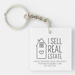 Personalised I Sell Real Estate Promotional House Key Ring