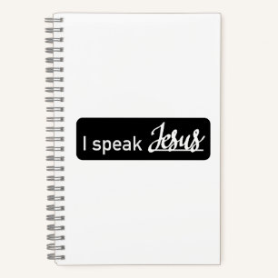 Personalised I Speak Jesus Black & White on White Notebook