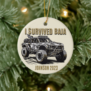 Personalised - I Survived Baja Truck Christmas  Ceramic Ornament
