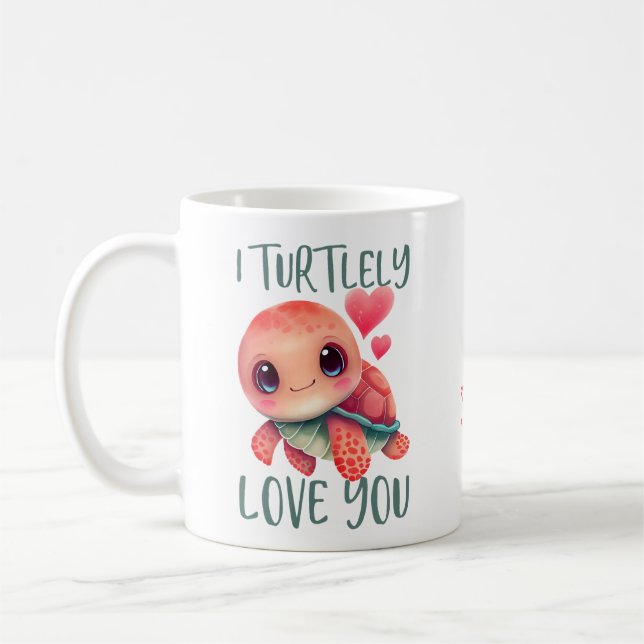 Personalised, I Turtlely love you, pun Coffee Mug (Left)