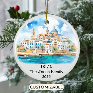 Personalised Ibiza Ornament, Spain Ceramic Ornament