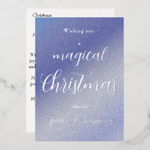 Personalised Ice Blue Glitter Christmas  Card