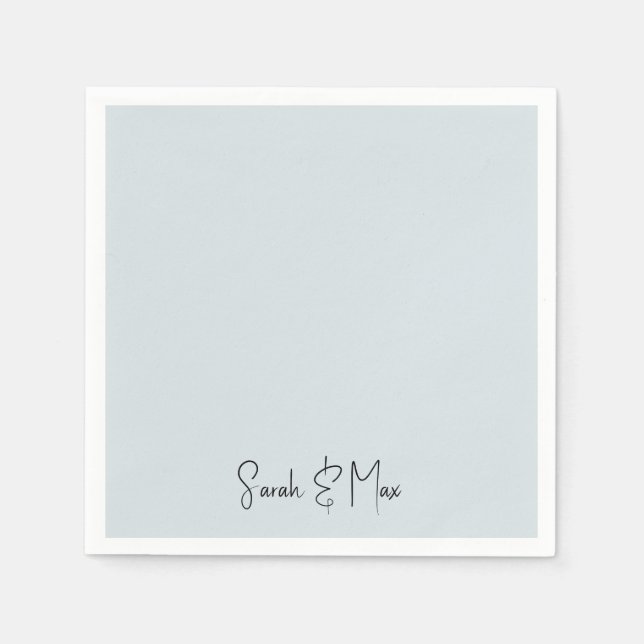Personalised Ice Blue Wedding Napkins (Front)