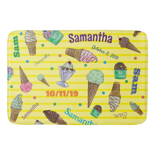 Personalised Ice Cream Bath Mat (Front)
