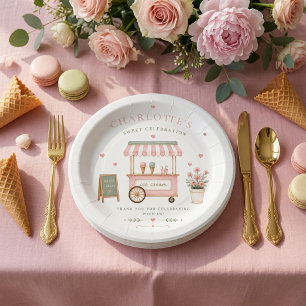 Personalised Ice Cream Cart Birthday Paper Plate