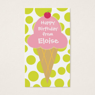 Personalised Ice Cream Cone Gift Tag Calling Card