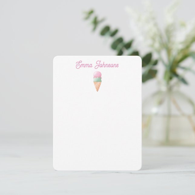 Personalised Ice Cream Note Card (Standing Front)