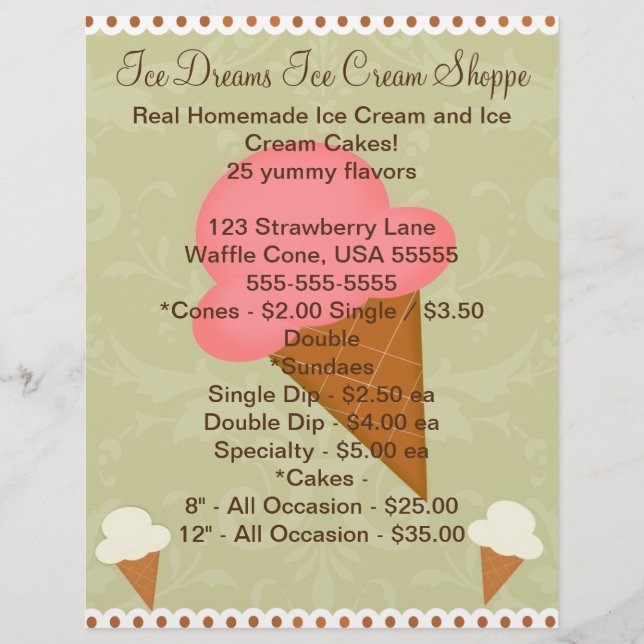 Personalised Ice Cream Shop Business Flyer (Front)