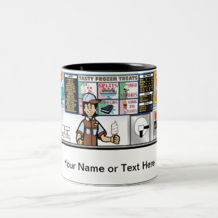 Personalised Ice Cream Store - Female Cartoon Two-Tone Coffee Mug