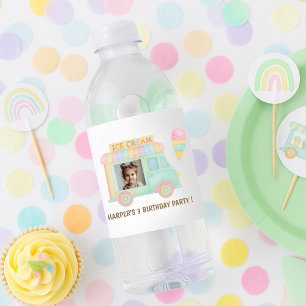 Personalised Ice Cream Truck Birthday Water Bottle Label