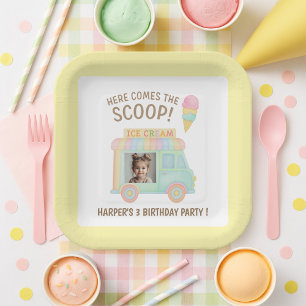 Personalised Ice Cream Truck Photo Birthday Party  Paper Plate