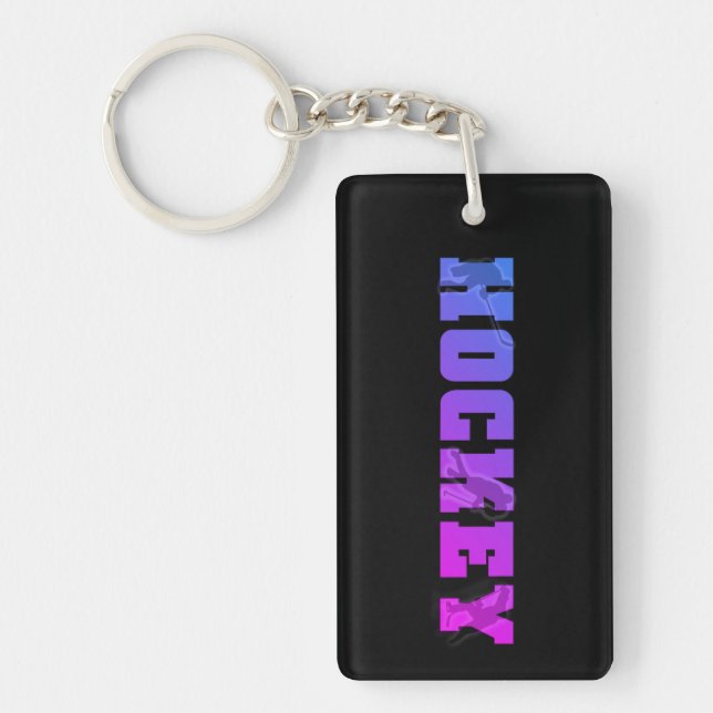 Personalised Ice Hockey Art Key Chain (Front)