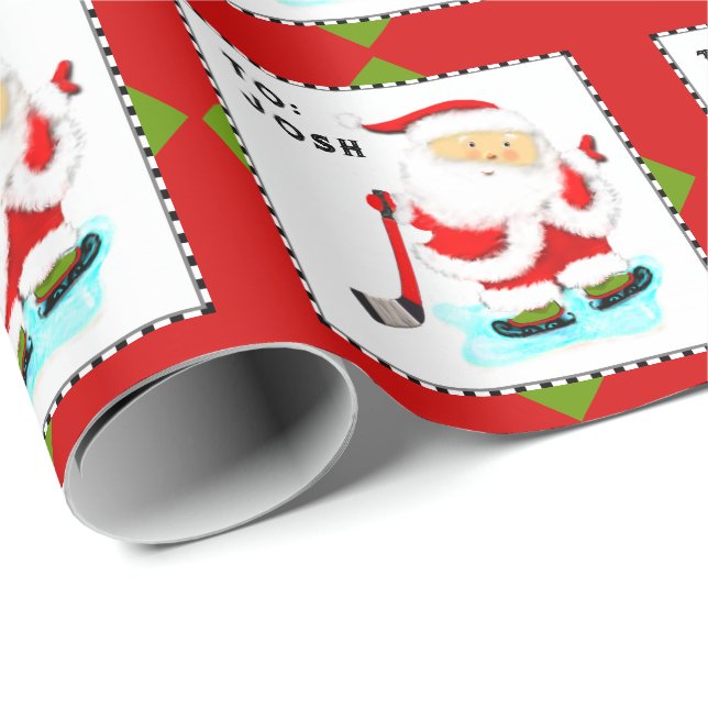 Personalised Ice Hockey Christmas Gift Wrapping Paper (Roll Corner)