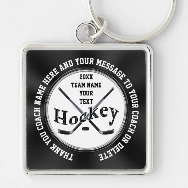 Personalised Ice Hockey Coach Gift Ideas, Hockey Key Ring (Front)