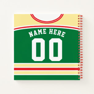 Personalised Ice Hockey Green Jersey Template Notebook