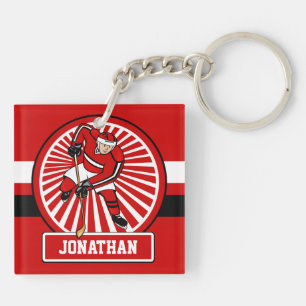 Personalised Ice Hockey player Key Ring