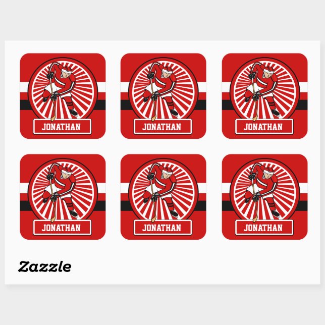 Personalised Ice Hockey player Square Sticker (Sheet)