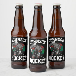 Personalised Ice Hockey Player Team Athlete Name Beer Bottle Label