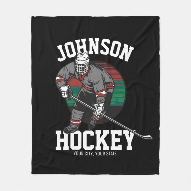 Personalised Ice Hockey Player Team Athlete Name  Fleece Blanket (Front)