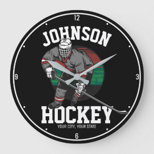 Personalised Ice Hockey Player Team Athlete Name Large Clock