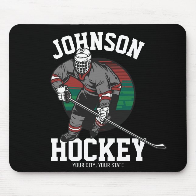 Personalised Ice Hockey Player Team Athlete Name  Mouse Pad (Front)