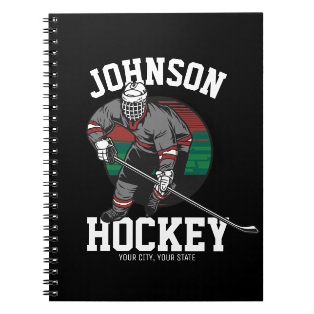 Personalised Ice Hockey Player Team Athlete Name  Notebook (Front)
