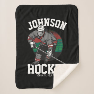 Personalised Ice Hockey Player Team Athlete Name Sherpa Blanket