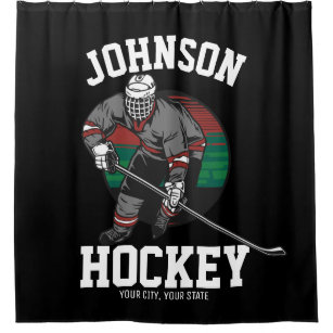 Personalised Ice Hockey Player Team Athlete Name  Shower Curtain