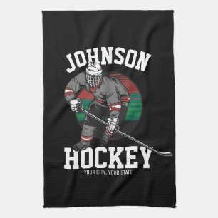 Personalised Ice Hockey Player Team Athlete Name  Tea Towel