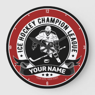 Personalised Ice Hockey Team Player Athlete Custom Large Clock