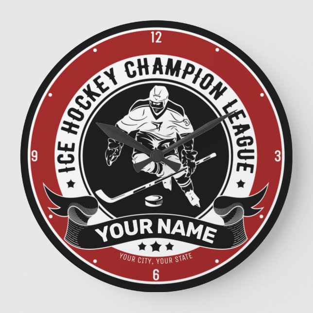 Personalised Ice Hockey Team Player Athlete Custom Large Clock (Front)