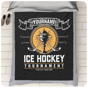 Personalised Ice Hockey Trophy Player Team Game   Fleece Blanket