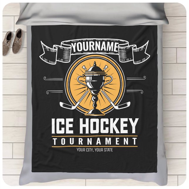 Personalised Ice Hockey Trophy Player Team Game   Fleece Blanket (Creator Uploaded)