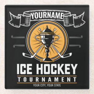Personalised Ice Hockey Trophy Player Team Game Glass Coaster