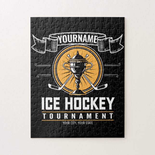 Personalised Ice Hockey Trophy Player Team Game  Jigsaw Puzzle (Vertical)
