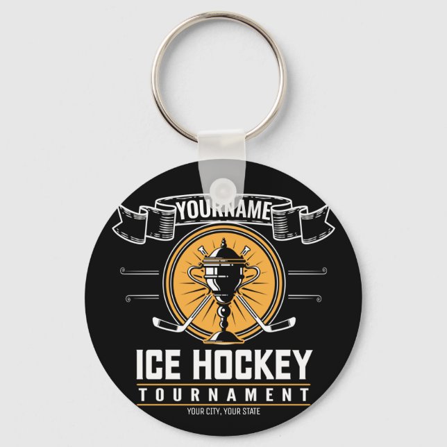 Personalised Ice Hockey Trophy Player Team Game   Key Ring (Front)