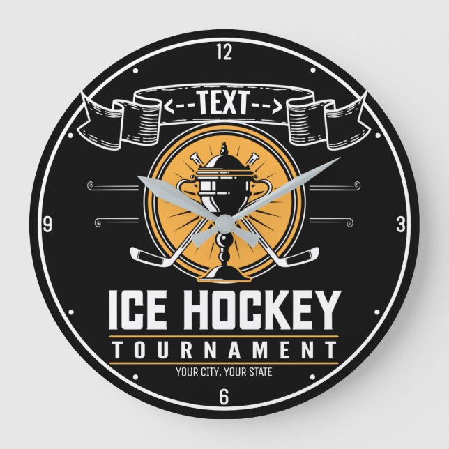 Personalised Ice Hockey Trophy Player Team Game Large Clock (Front)