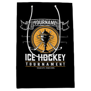 Personalised Ice Hockey Trophy Player Team Game  Medium Gift Bag