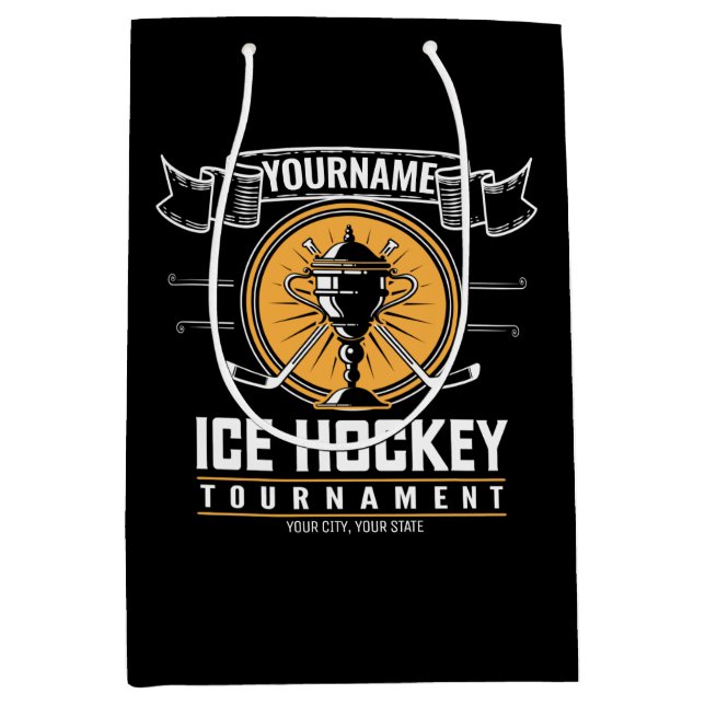 Personalised Ice Hockey Trophy Player Team Game  Medium Gift Bag (Front)
