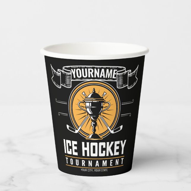 Personalised Ice Hockey Trophy Player Team Game  Paper Cups (Front)
